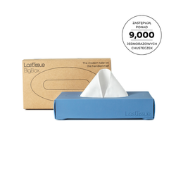 LastTissue Box Wielorazowe chusteczki higieniczne zestaw 18 szt. w niebieskim etui - LastObject
